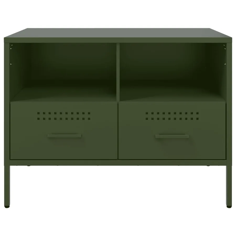 Meuble TV vert olive 68x39x50,5 cm acier - 6