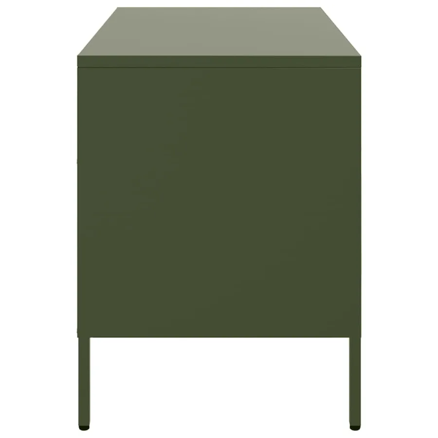 Meuble TV vert olive 68x39x50,5 cm acier - 7