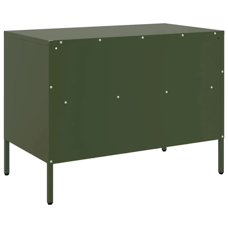Meuble TV vert olive 68x39x50,5 cm acier - 8