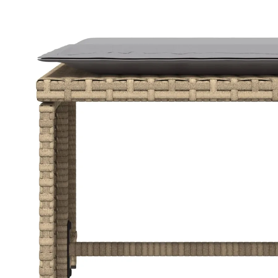 Chaise de jardin avec tabouret beige résine tressée - 10