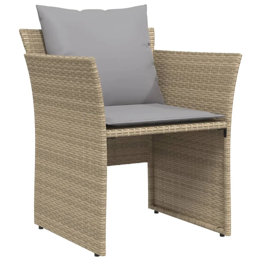 Chaise de jardin avec tabouret beige résine tressée - 4