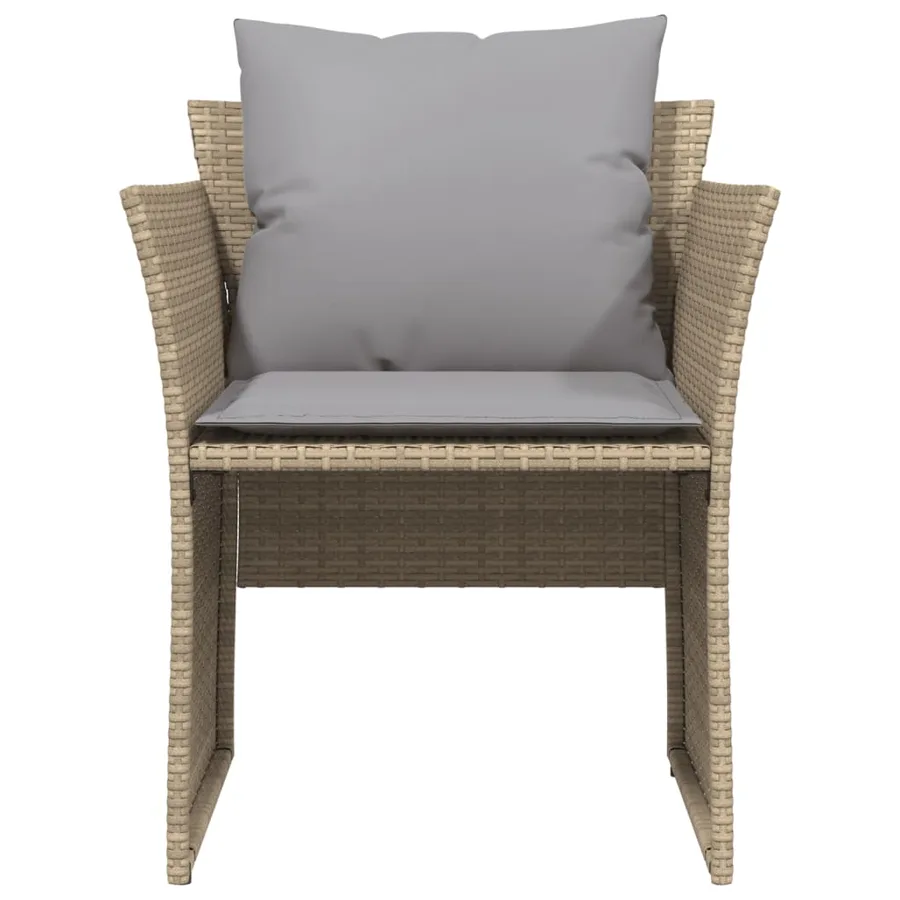 Chaise de jardin avec tabouret beige résine tressée - 5