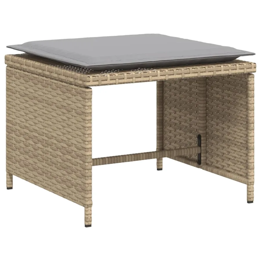 Chaise de jardin avec tabouret beige résine tressée - 6