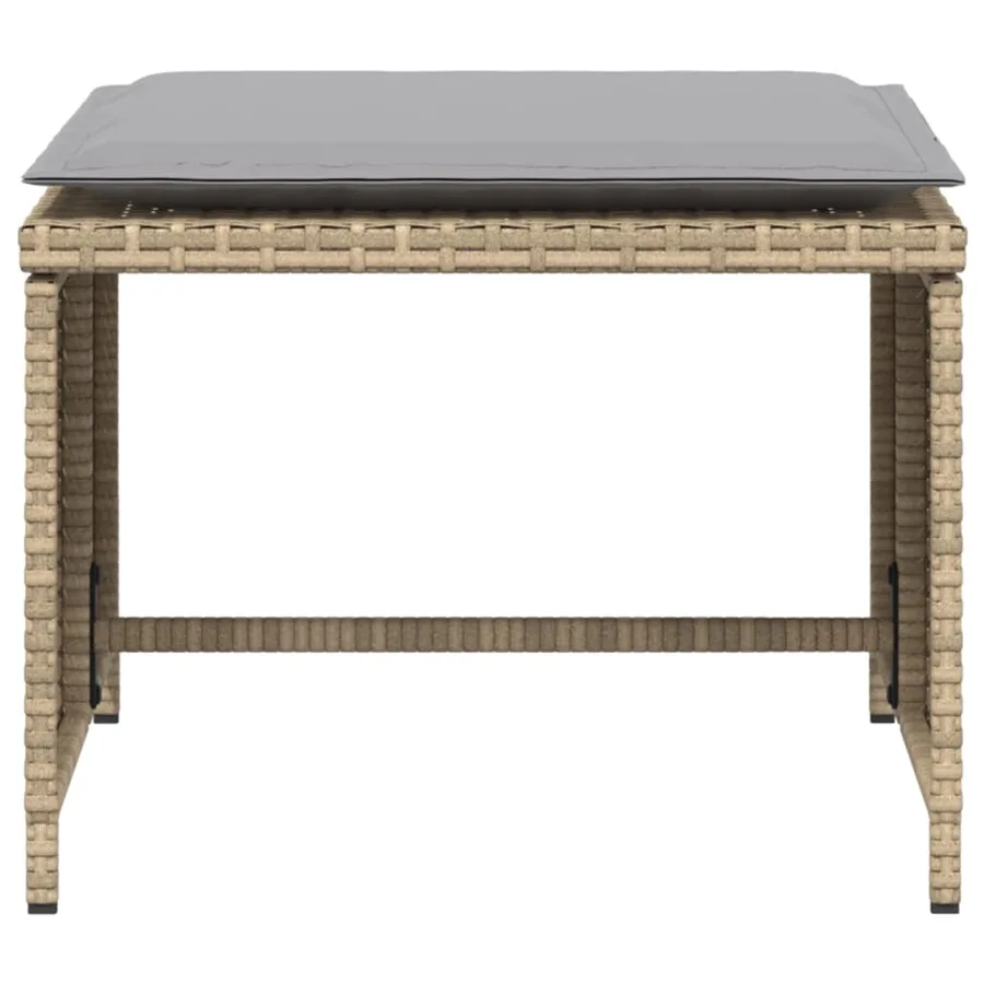 Chaise de jardin avec tabouret beige résine tressée - 7