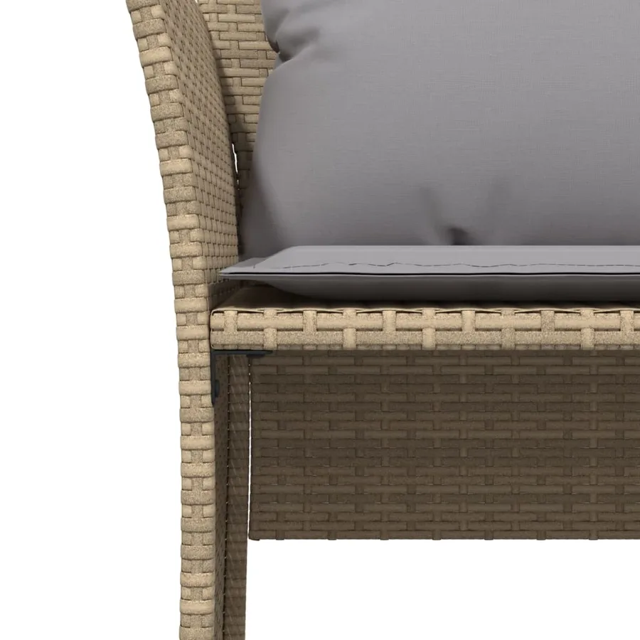 Chaise de jardin avec tabouret beige résine tressée - 9