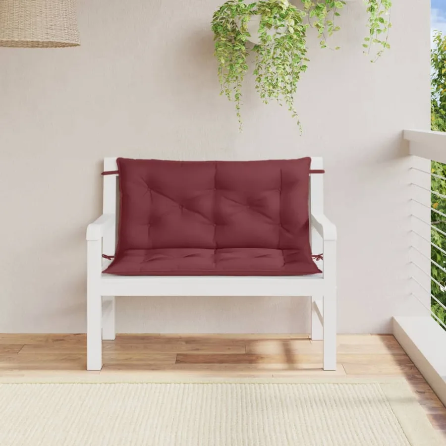 Coussins de banc de jardin lot de 2 rouge bordeaux mélangé - 3