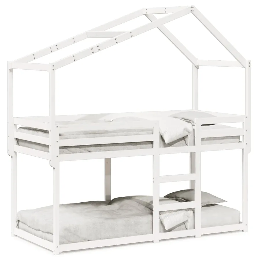 Lit superposé sans matelas blanc 75x190 cm bois de pin massif - 2