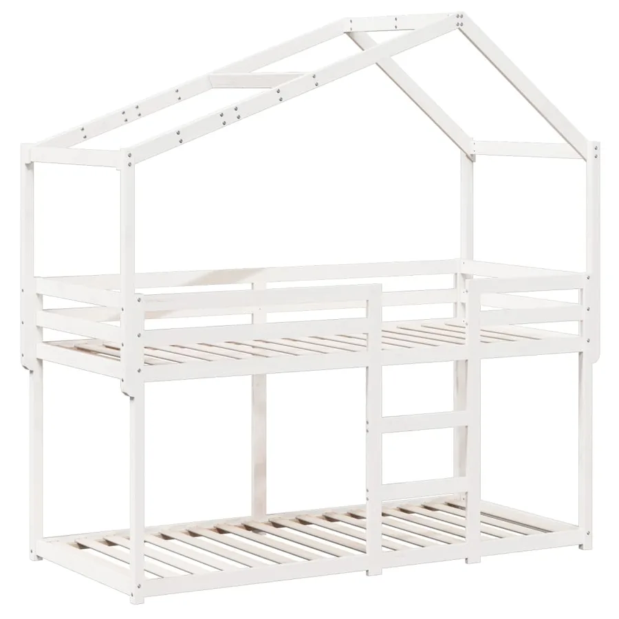 Lit superposé sans matelas blanc 75x190 cm bois de pin massif - 3