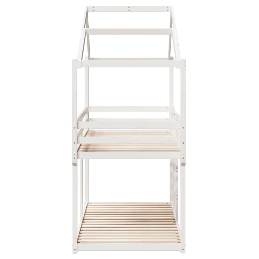Lit superposé sans matelas blanc 75x190 cm bois de pin massif - 7