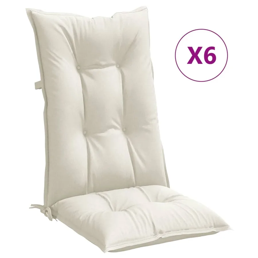 Coussins de chaise à dossier haut lot de 6 crème mélangé tissu - 2
