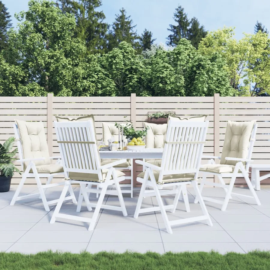 Coussins de chaise à dossier haut lot de 6 crème mélangé tissu - 3