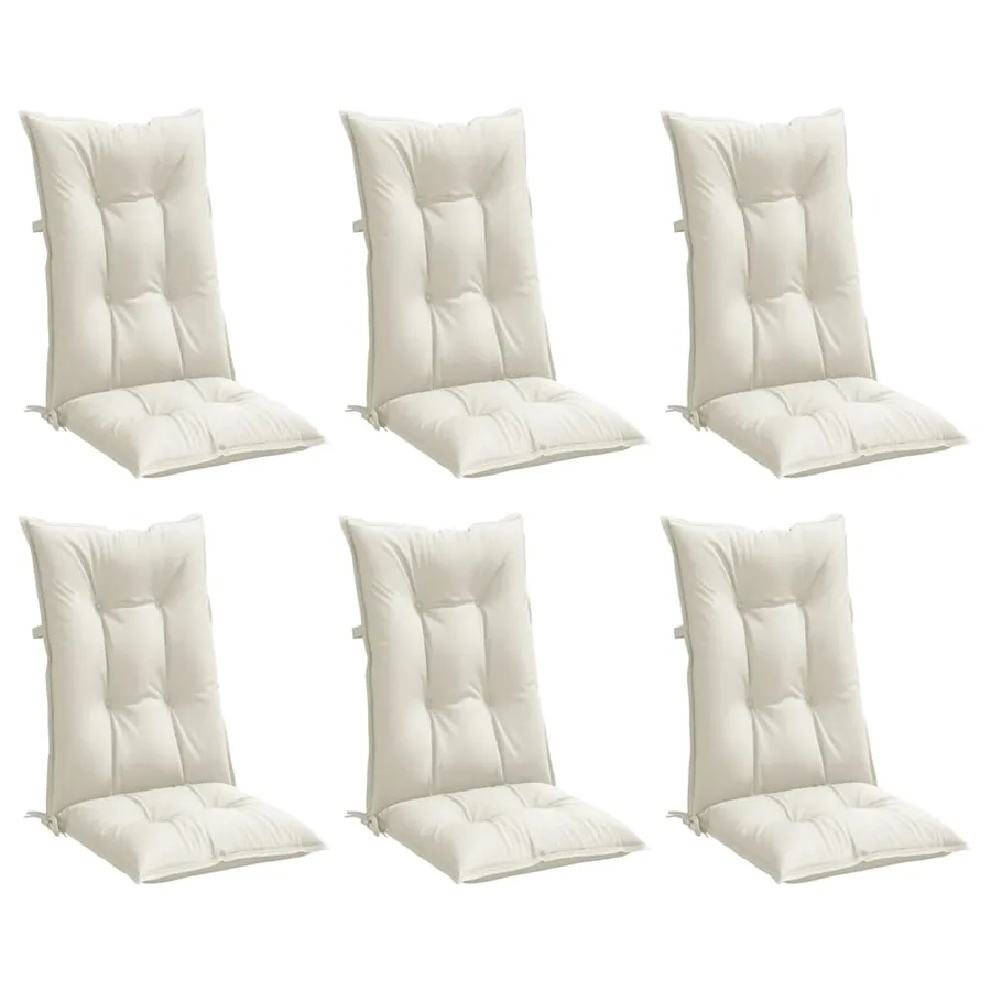 Coussins de chaise à dossier haut lot de 6 crème mélangé tissu - 4