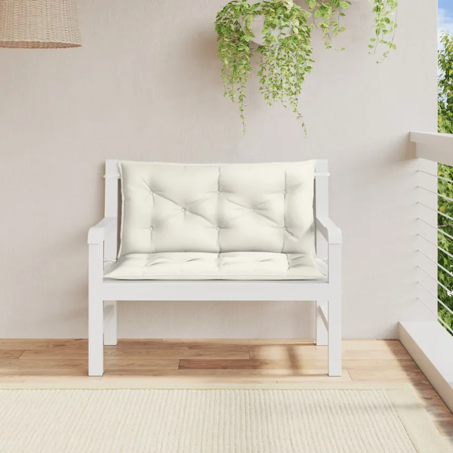 Coussins de banc de jardin lot de 2 crème mélangé tissu - 3