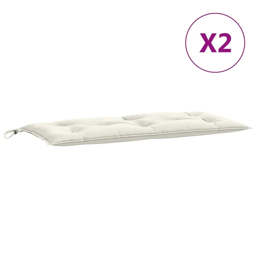 Coussins de banc de jardin lot de 2 crème mélangé tissu - 4