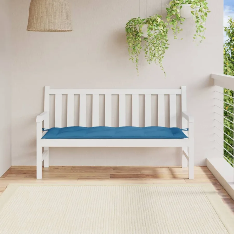 Coussin de banc de jardin bleu mélangé 150x50x7 cm tissu - 3