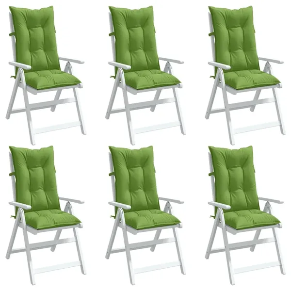 Coussins de chaise à dossier haut lot de 6 vert mélangé tissu