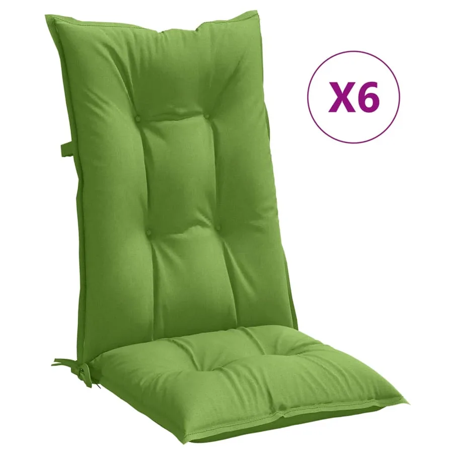 Coussins de chaise à dossier haut lot de 6 vert mélangé tissu - 2