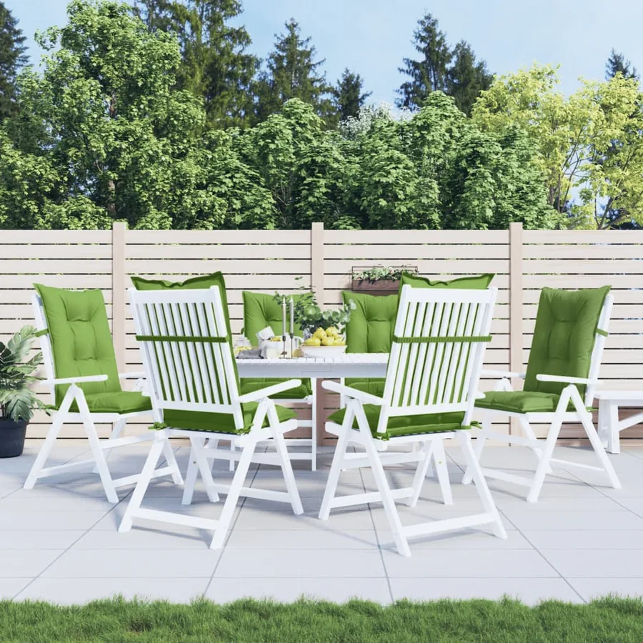 Coussins de chaise à dossier haut lot de 6 vert mélangé tissu - 3