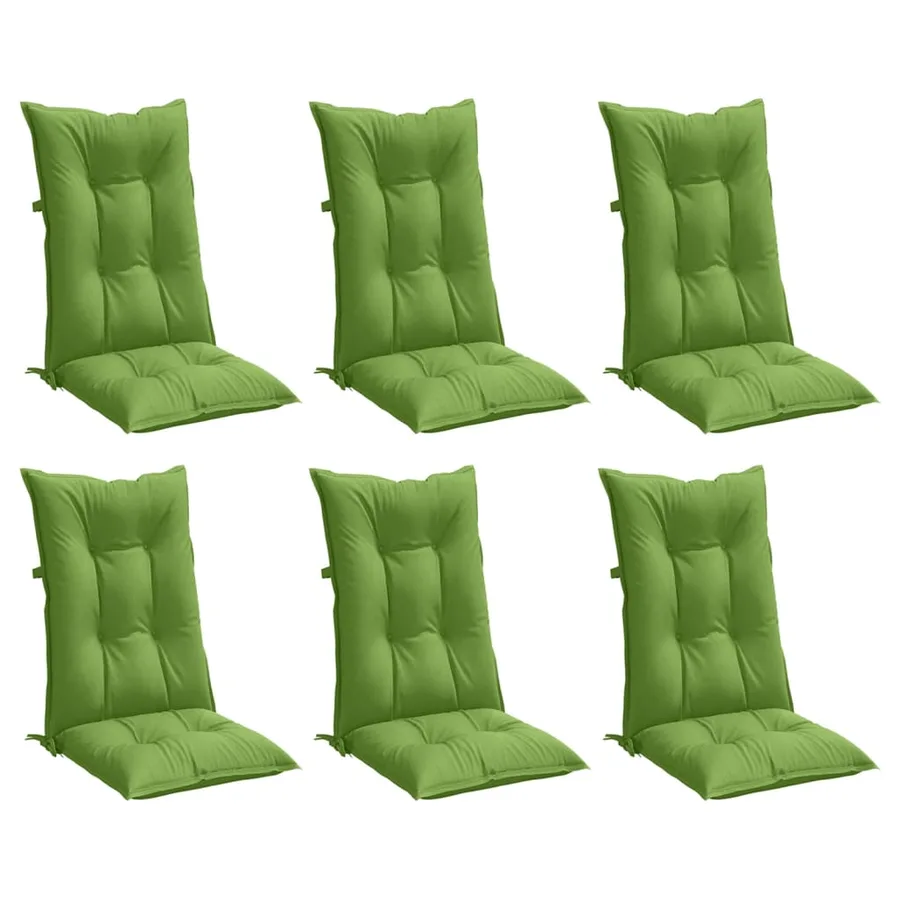Coussins de chaise à dossier haut lot de 6 vert mélangé tissu - 4