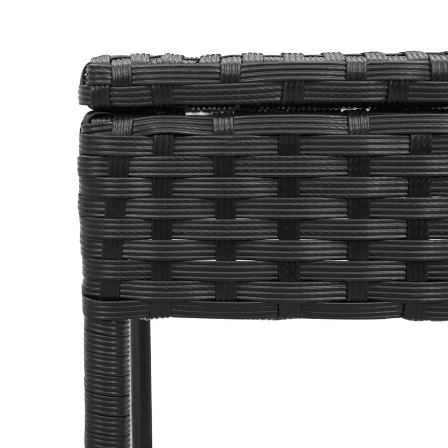 Chaise longue avec table et coussin noir résine tressée - 10