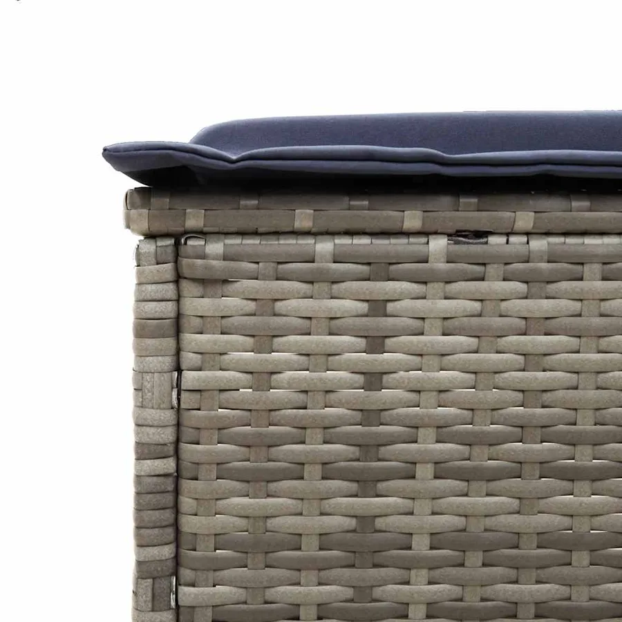 Chaise longue avec table et coussin noir résine tressée - 69