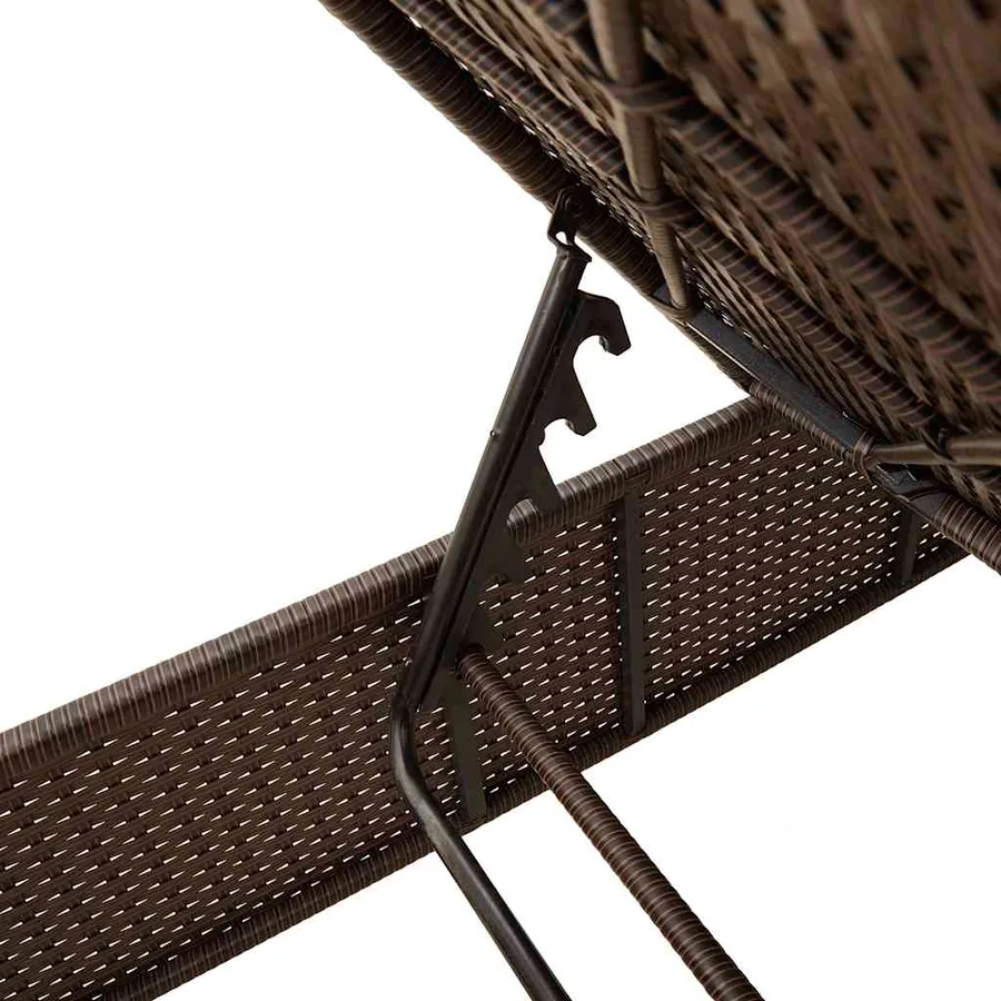 Chaise longue avec table et coussin noir résine tressée - 80