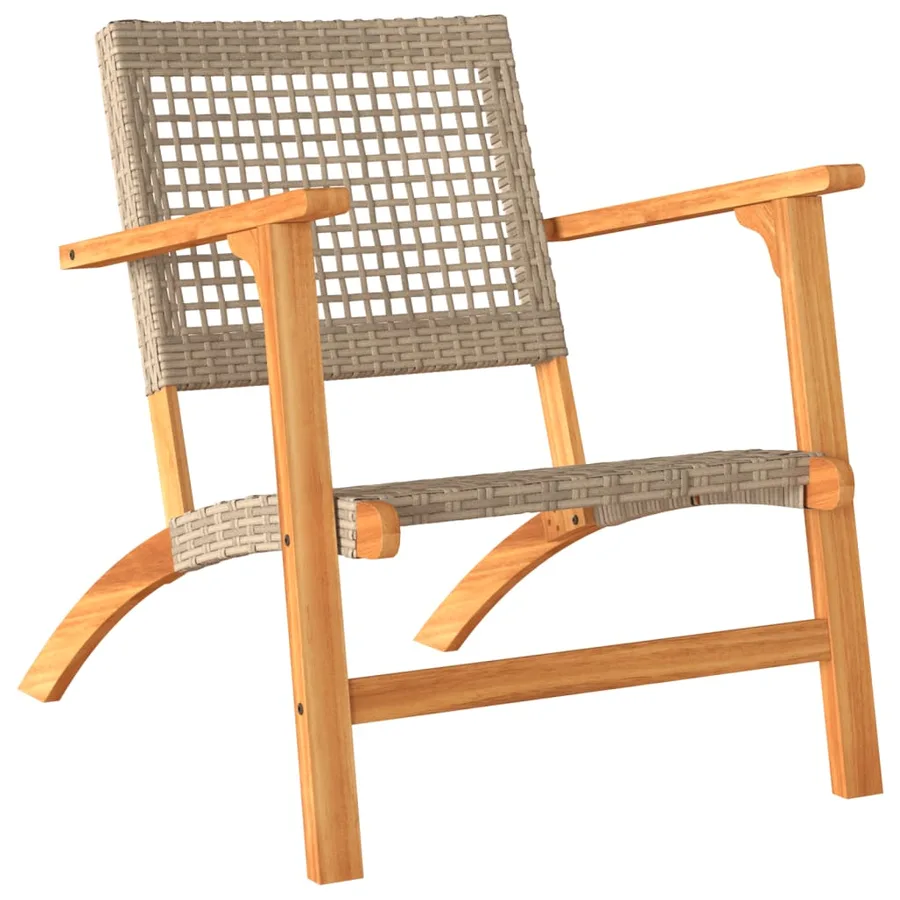 Chaises de jardin lot de 2 beige résine tressée bois d’acacia - 4