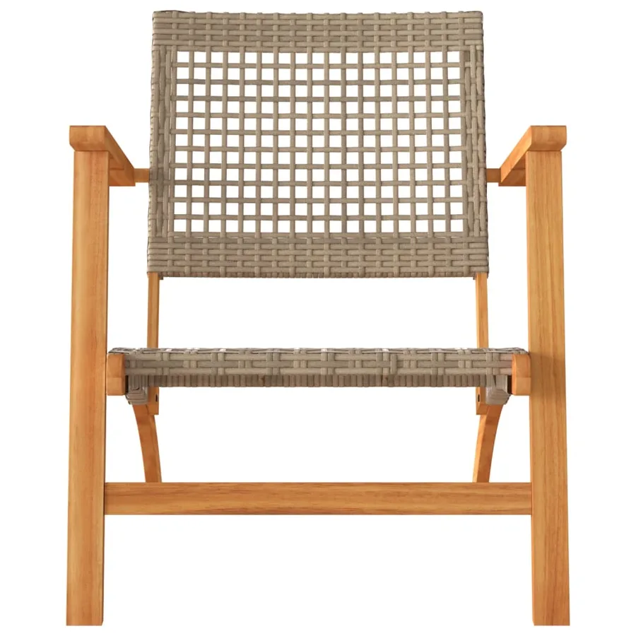 Chaises de jardin lot de 2 beige résine tressée bois d’acacia - 5