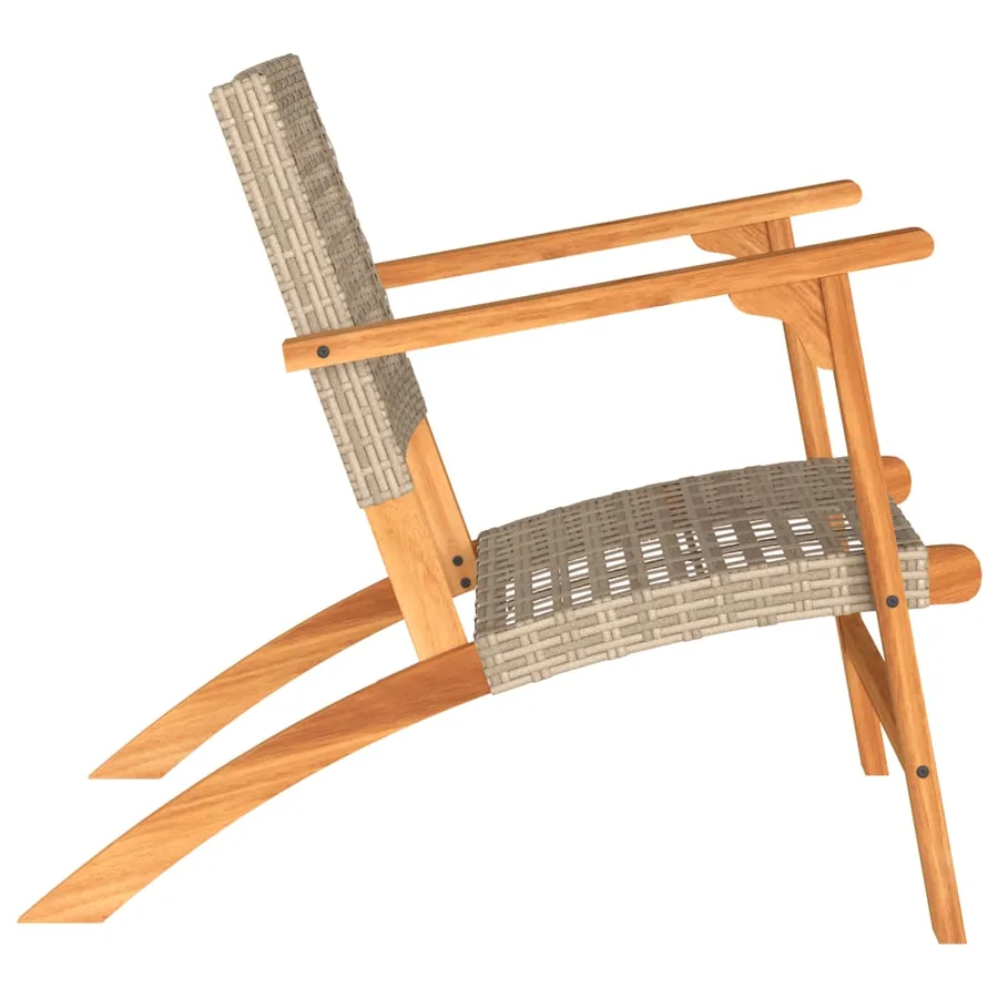 Chaises de jardin lot de 2 beige résine tressée bois d’acacia - 6