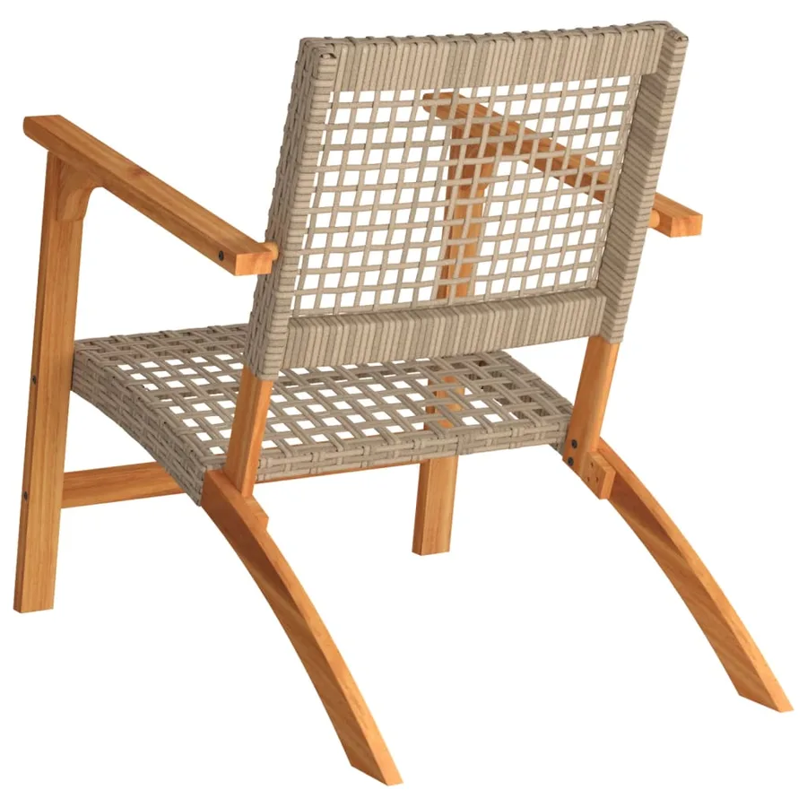 Chaises de jardin lot de 2 beige résine tressée bois d’acacia - 7