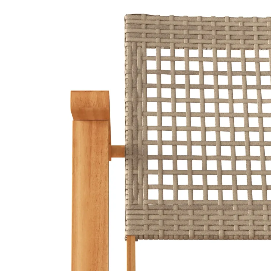 Chaises de jardin lot de 2 beige résine tressée bois d’acacia - 8
