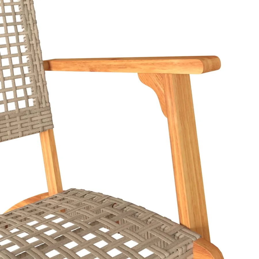 Chaises de jardin lot de 2 beige résine tressée bois d’acacia - 9