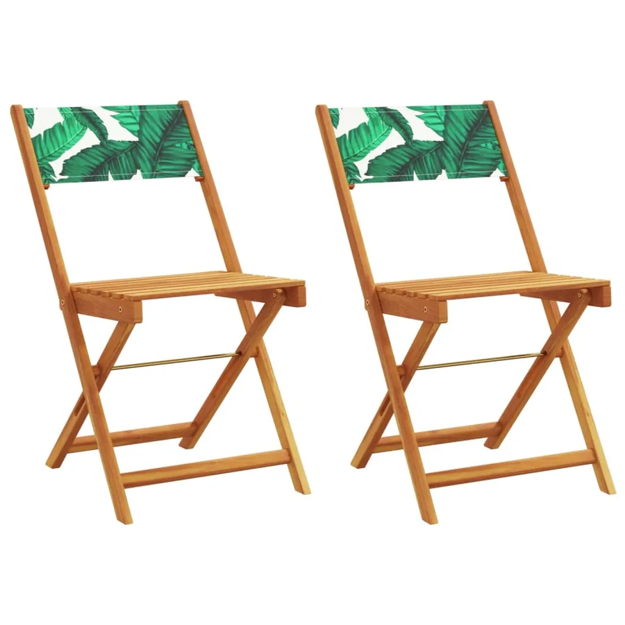 Chaises de bistrot lot de 2 motif de feuilles acacia et tissu - 2