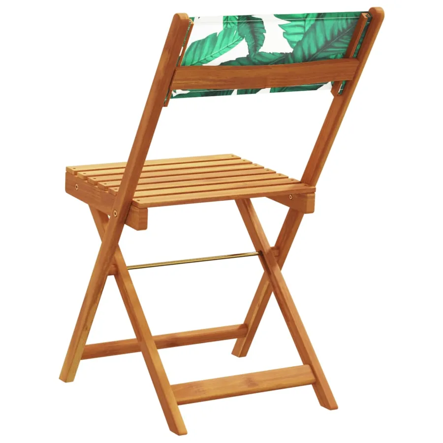 Chaises de bistrot lot de 2 motif de feuilles acacia et tissu - 7