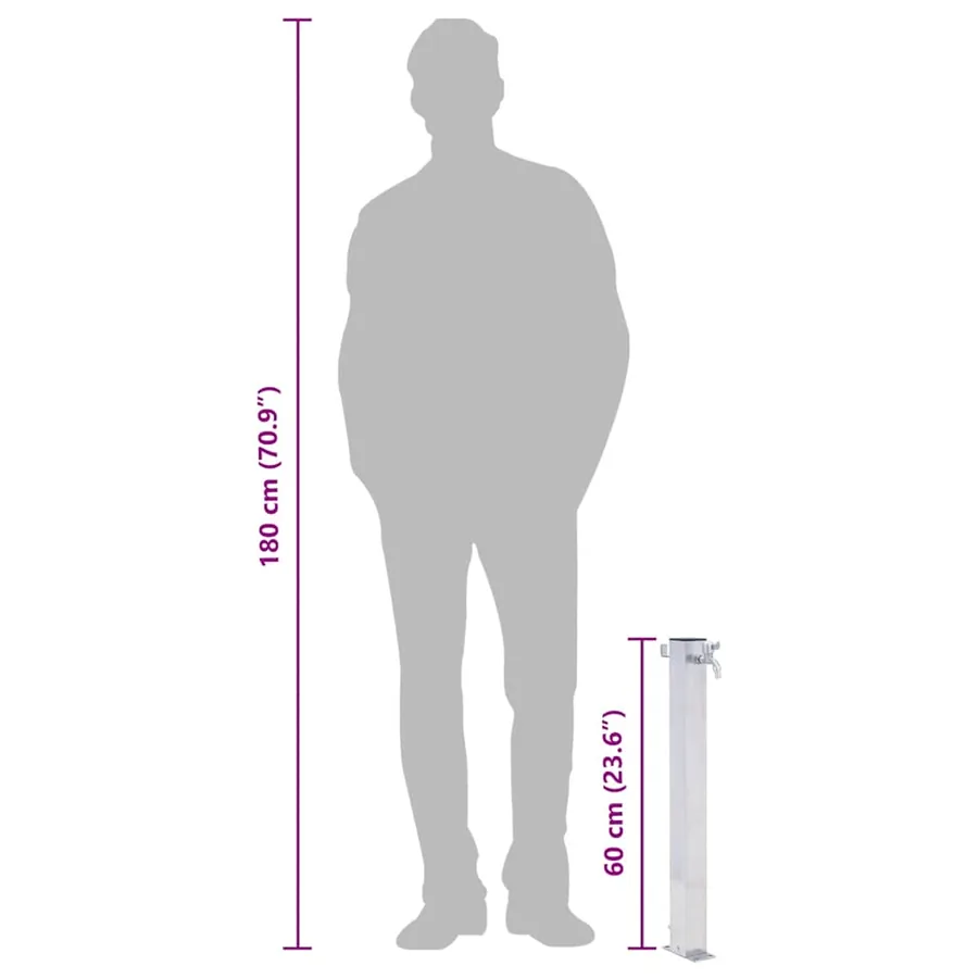 Colonne à eau de jardin 60 cm acier inoxydable carré - 8
