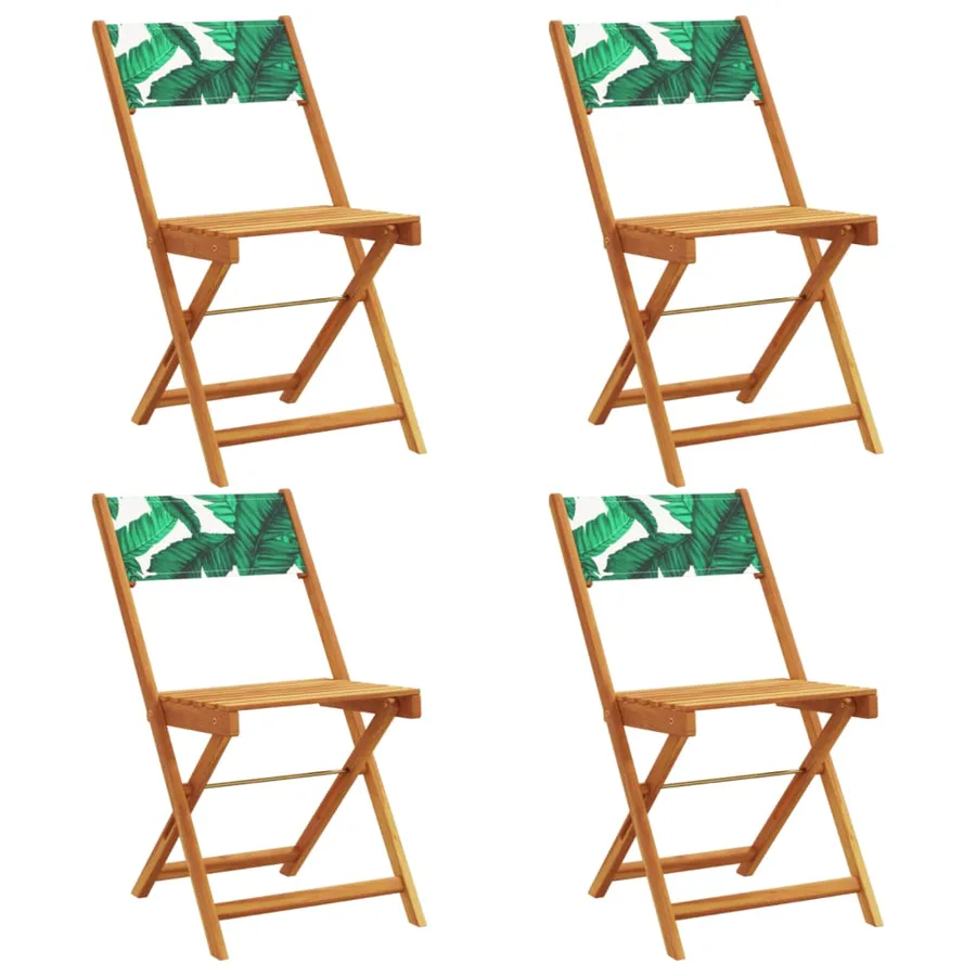 Chaises de jardin pliantes lot de 4 vert tissu et bois massif - 2