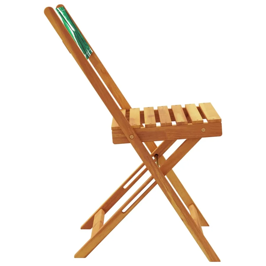 Chaises de jardin pliantes lot de 4 vert tissu et bois massif - 5