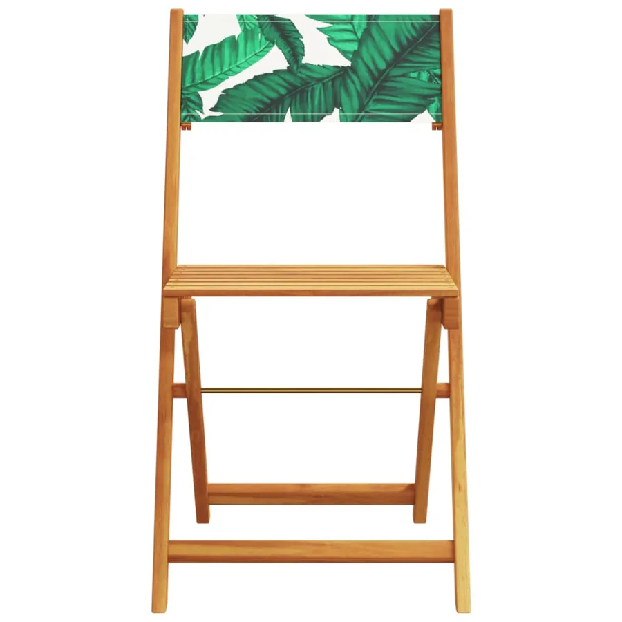 Ensemble à manger de jardin 5 pcs motif de feuilles tissu bois - 4