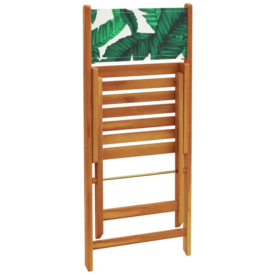 Ensemble à manger de jardin 5 pcs motif de feuilles tissu bois - 7