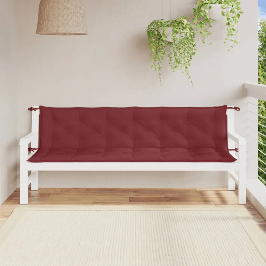 Coussins de banc de jardin lot de 2 rouge bordeaux mélangé - 3