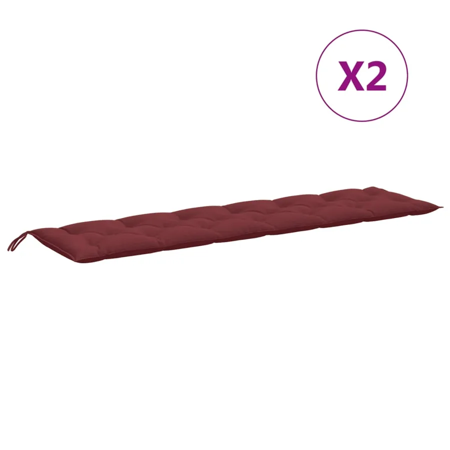 Coussins de banc de jardin lot de 2 rouge bordeaux mélangé - 4