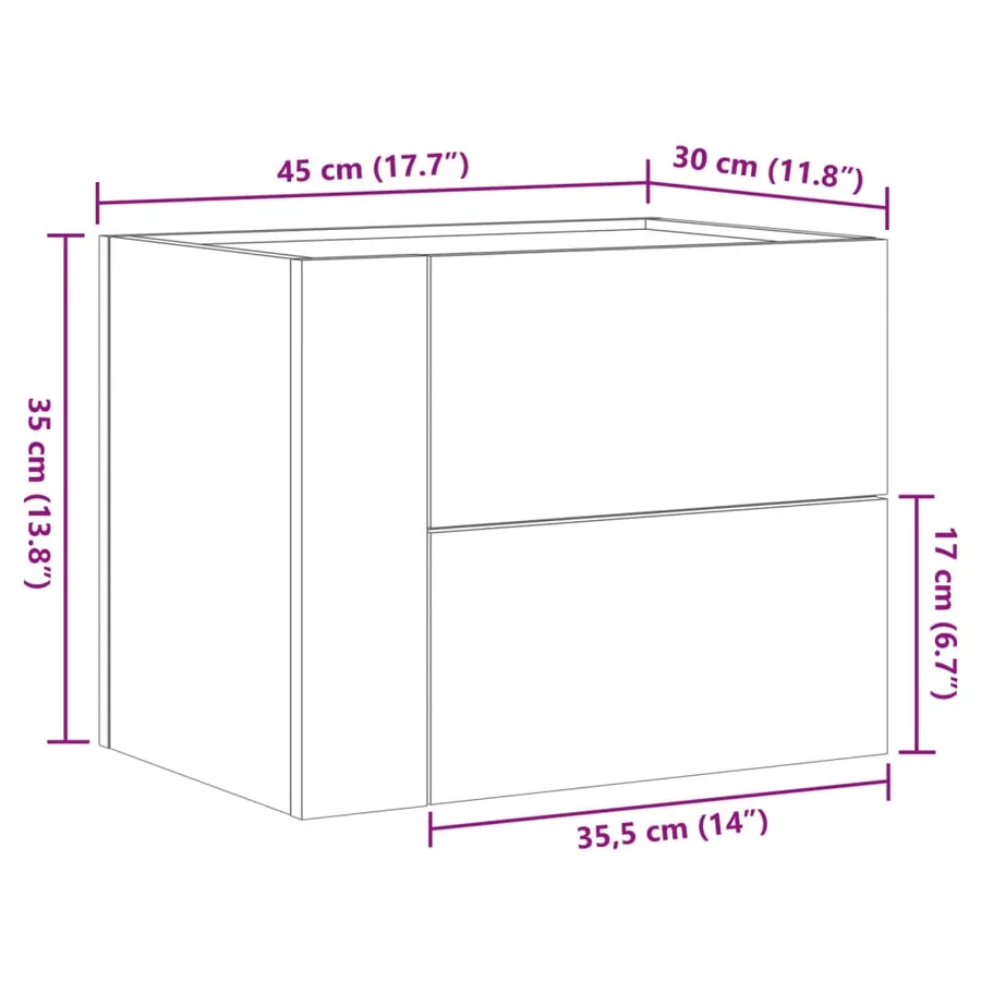 Table de chevet murale noir 45x30x35 cm - 11