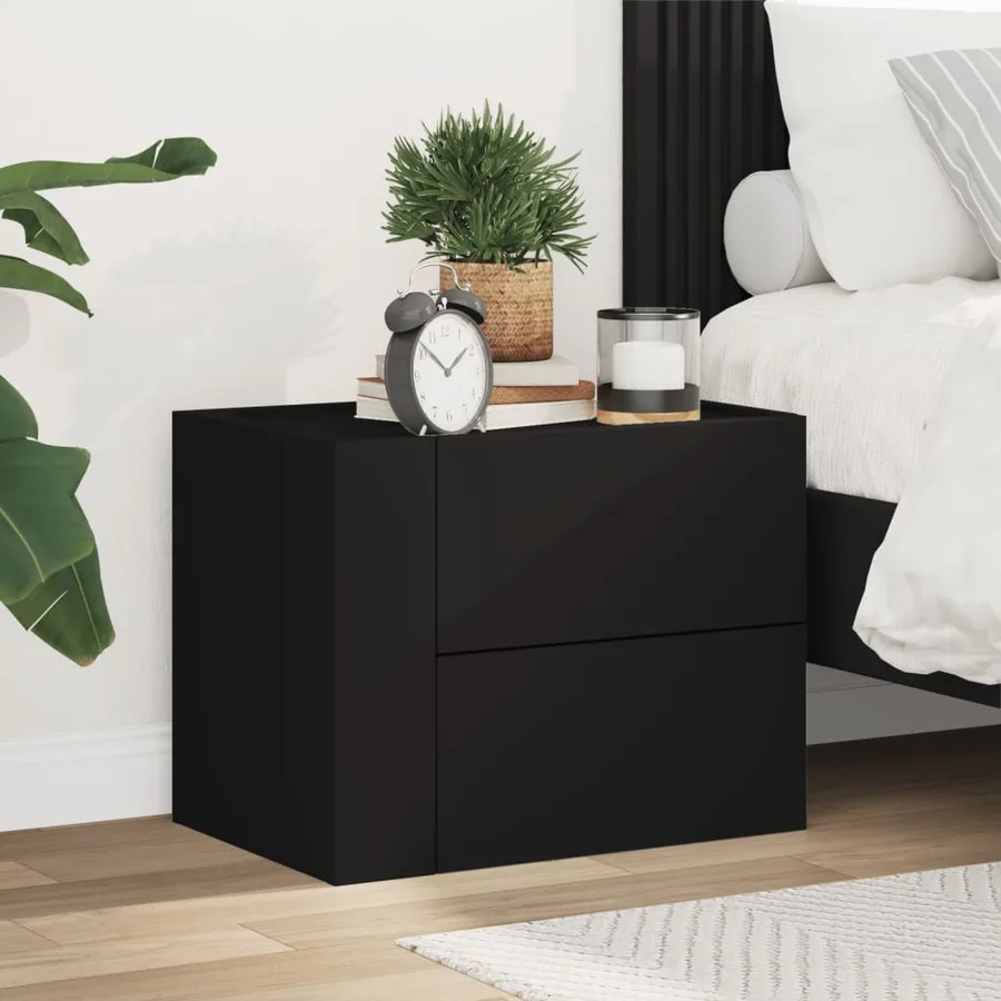 Table de chevet murale noir 45x30x35 cm - 3