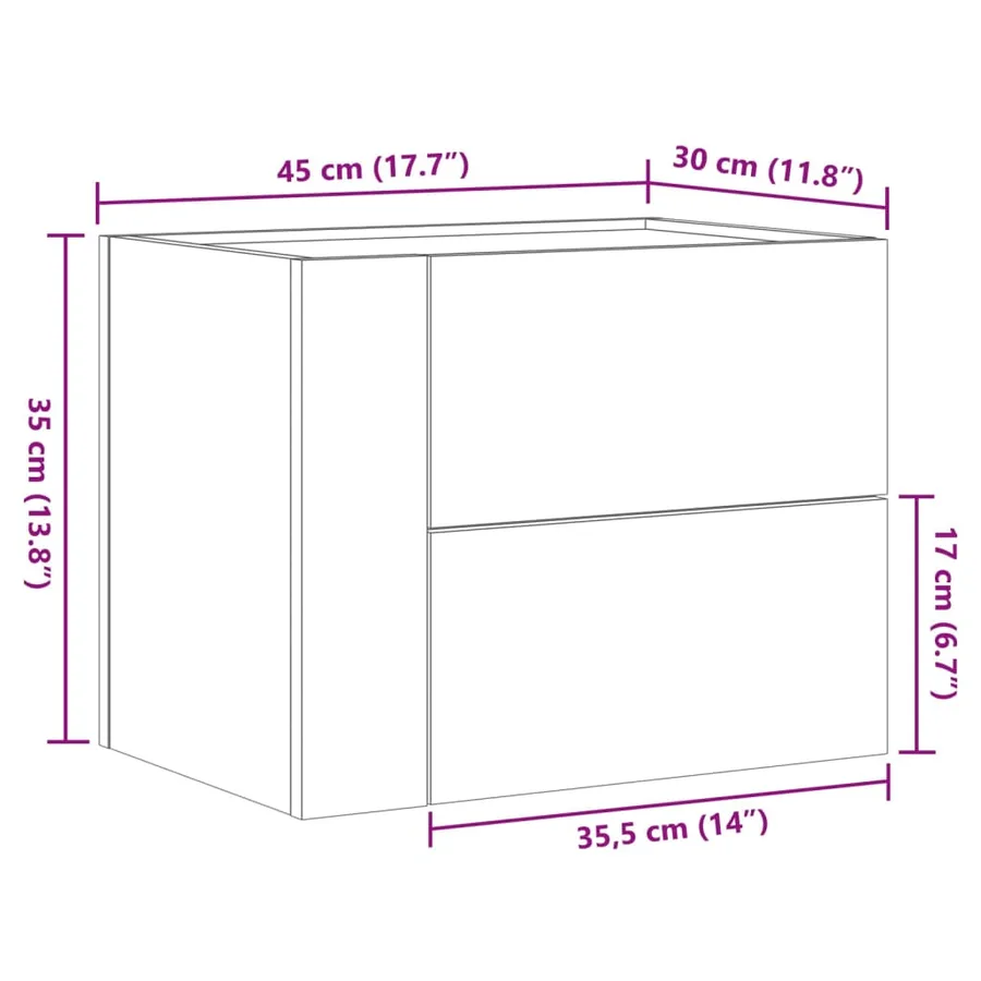 Table de chevet murale blanc 45x30x35 cm - 11