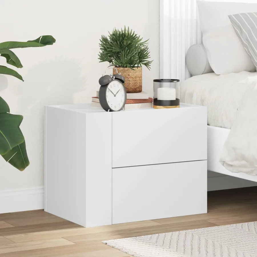 Table de chevet murale blanc 45x30x35 cm - 3