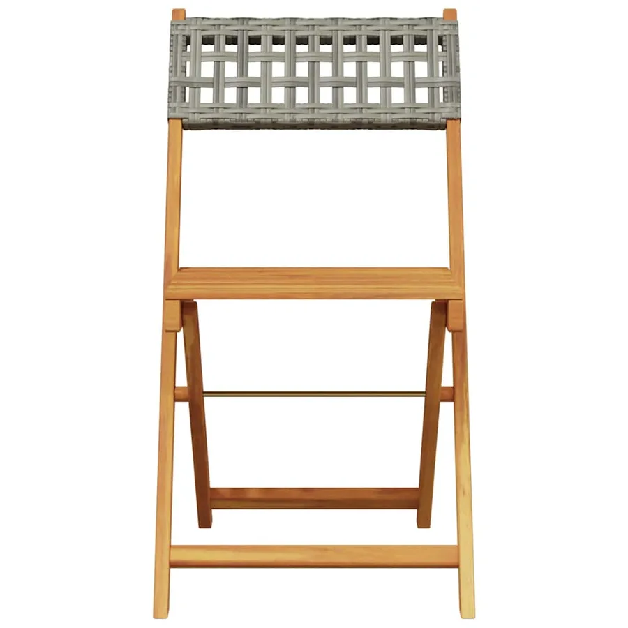 Ensemble de bistro 3 pcs gris résine tressée et bois massif - 4