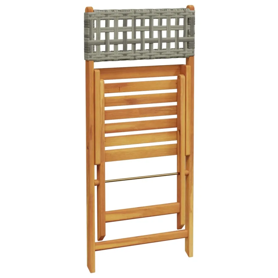 Ensemble de bistro 3 pcs gris résine tressée et bois massif - 7