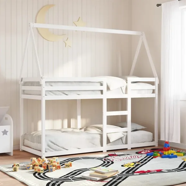 Lit superposé sans matelas blanc 75x190 cm bois de pin massif