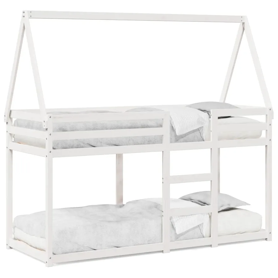 Lit superposé sans matelas blanc 75x190 cm bois de pin massif - 2