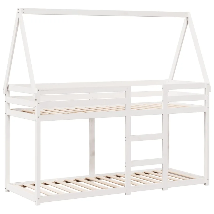 Lit superposé sans matelas blanc 75x190 cm bois de pin massif - 3